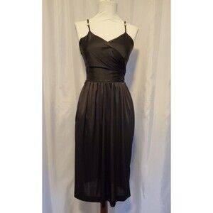 Vintage 70s LBD DISCO Club Draped Top Spaghetti Straps  Rhinestone Flowers S